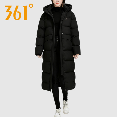 361度羽绒服女长款过膝2025冬季新款加厚保暖连帽防风运动外套女