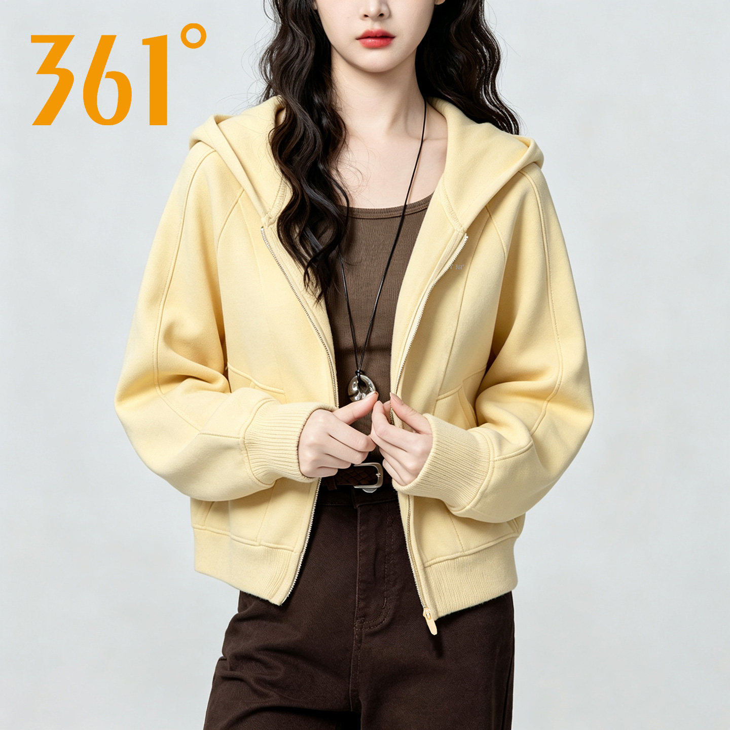 商场同款丨361度连帽开衫卫衣女2026秋季新款休闲运动针织外套女