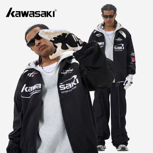 黄子弘凡同款Kawasaki赛车风夹克