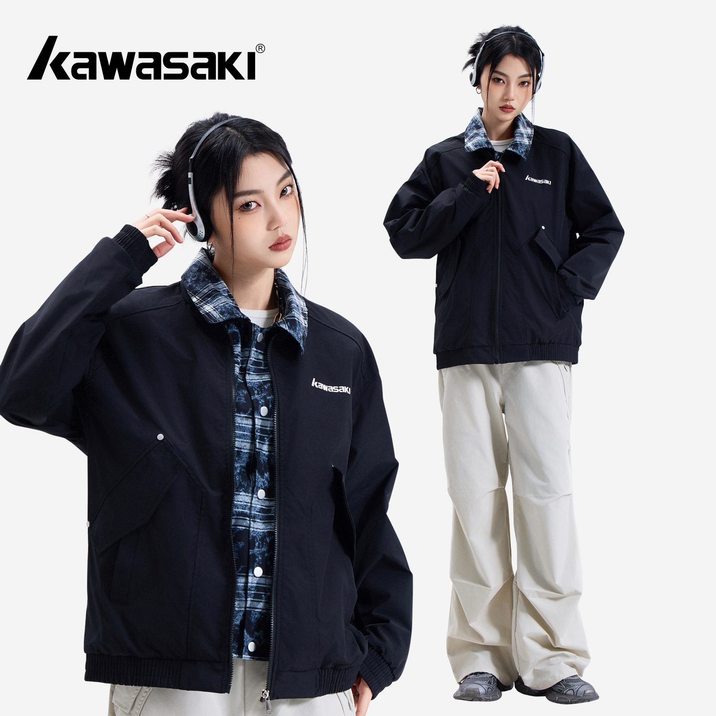 Kawasaki川崎美式休闲百搭夹克