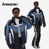 Kawasaki川崎90鸭绒美式 复古刺绣休闲保暖防寒通勤立领面包羽绒服