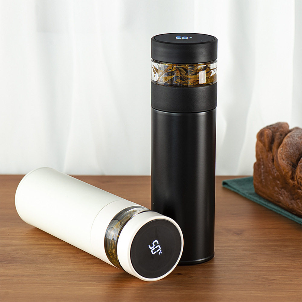 智能感温316不锈钢茶水分离保温杯 显温泡茶杯创意茶水杯 保温杯