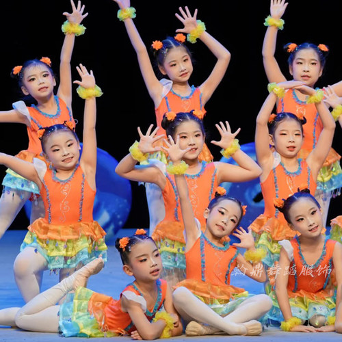 大海我们来啦演出服装女童舞蹈服蓬蓬裙纱裙六一幼儿园游泳圈道具