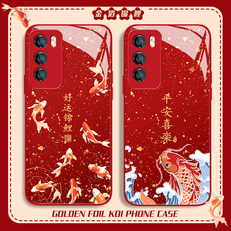 金箔锦鲤手机壳适用oppo系列