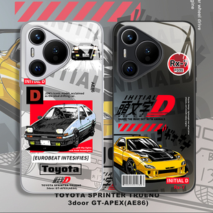 头文字D适用华为pura80手机壳mate70pro藤原阔海nova14周杰伦p60玻璃50新款13动漫40潮牌30周边12男生11/10/9