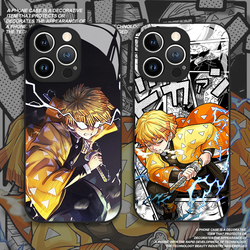 我妻善逸适用苹果17手机壳iphone16promax鬼灭之刃15动漫14plus二次元13mini玻璃12新款11男生x/8/xr/xs/7/se
