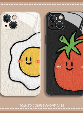 番茄鸡蛋适用小米13手机壳14可爱k70小众11ultra红米note12油画k60pro情侣10卡通k50玻璃k40s新款k30趣味男女