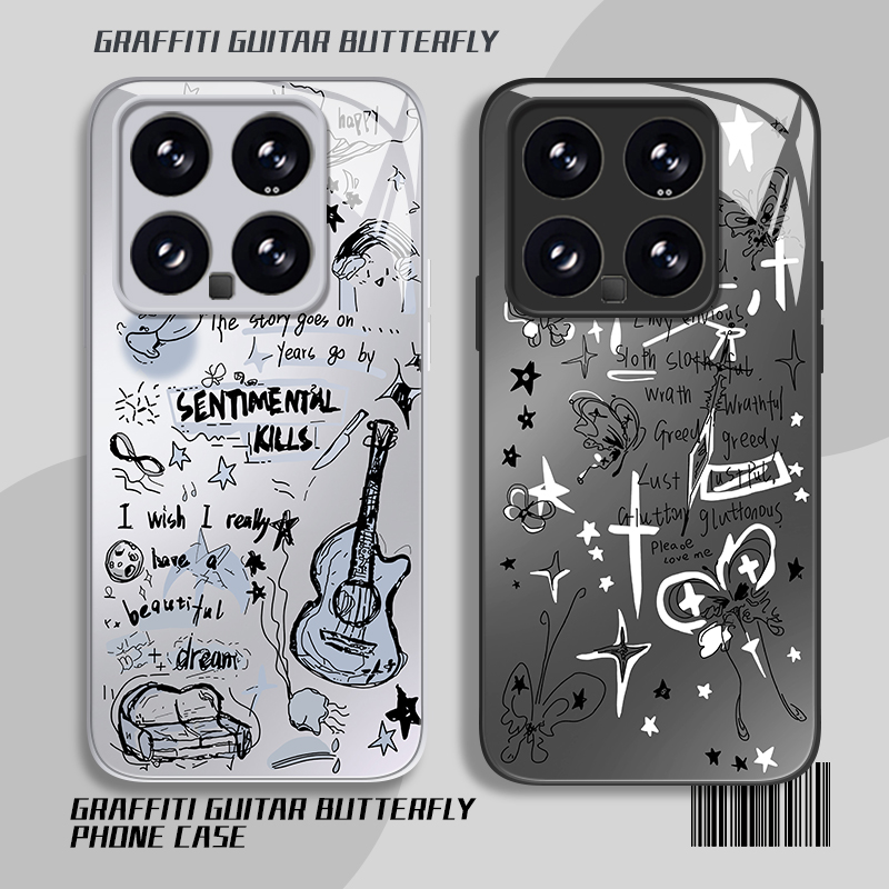 涂鸦吉他蝴蝶手机壳适用小米系列