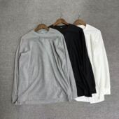 长袖 男圆领纯色净版 t恤开叉下摆潮 华夫格面料 飞姐外贸小铺