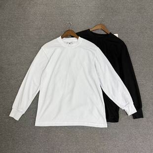 收口袖 飞姐外贸小铺 圆领长袖 华夫格面料纯色净版 口百搭好穿 一