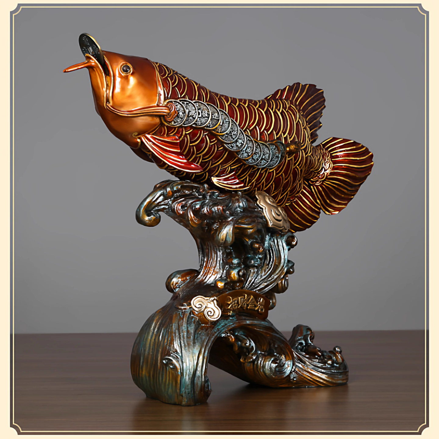 铜雕金龙鱼创意工艺礼品摆件