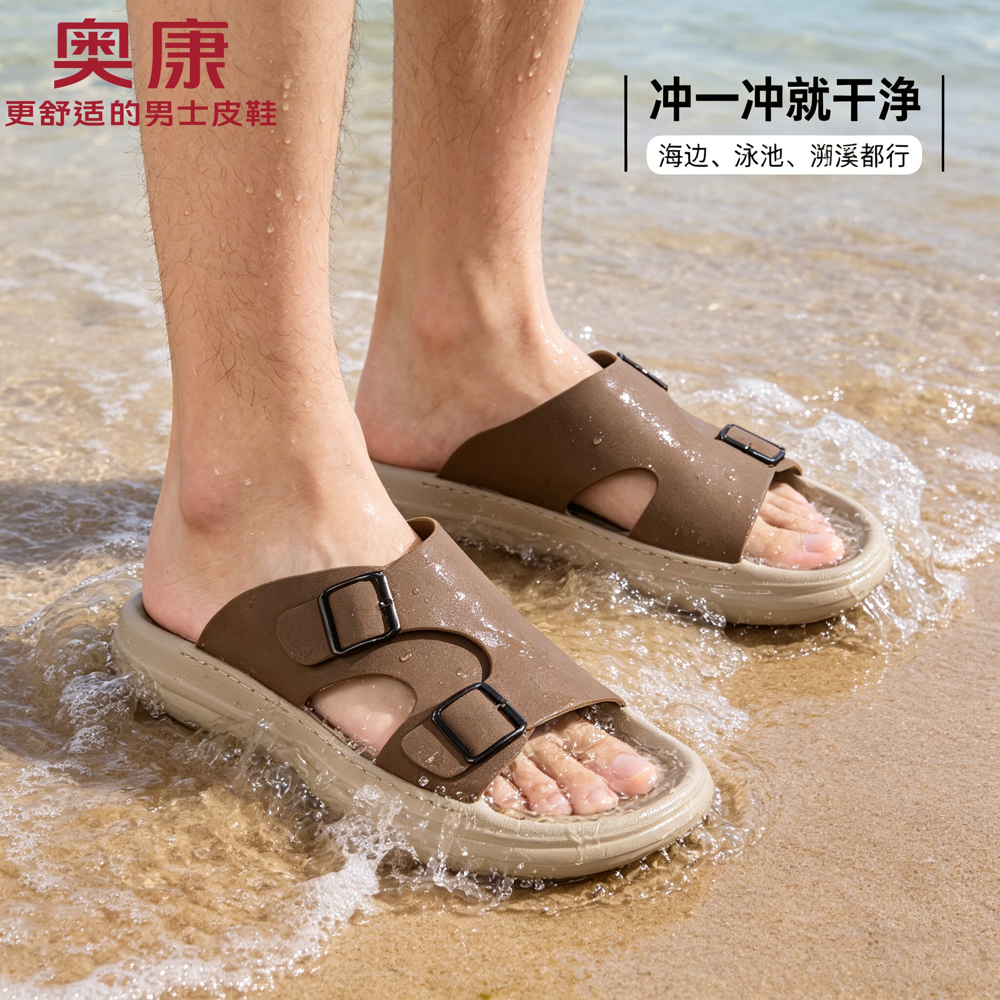 奥康 拖鞋男款2026新款夏高颜值男士高端外穿防滑eva踩屎感凉鞋男