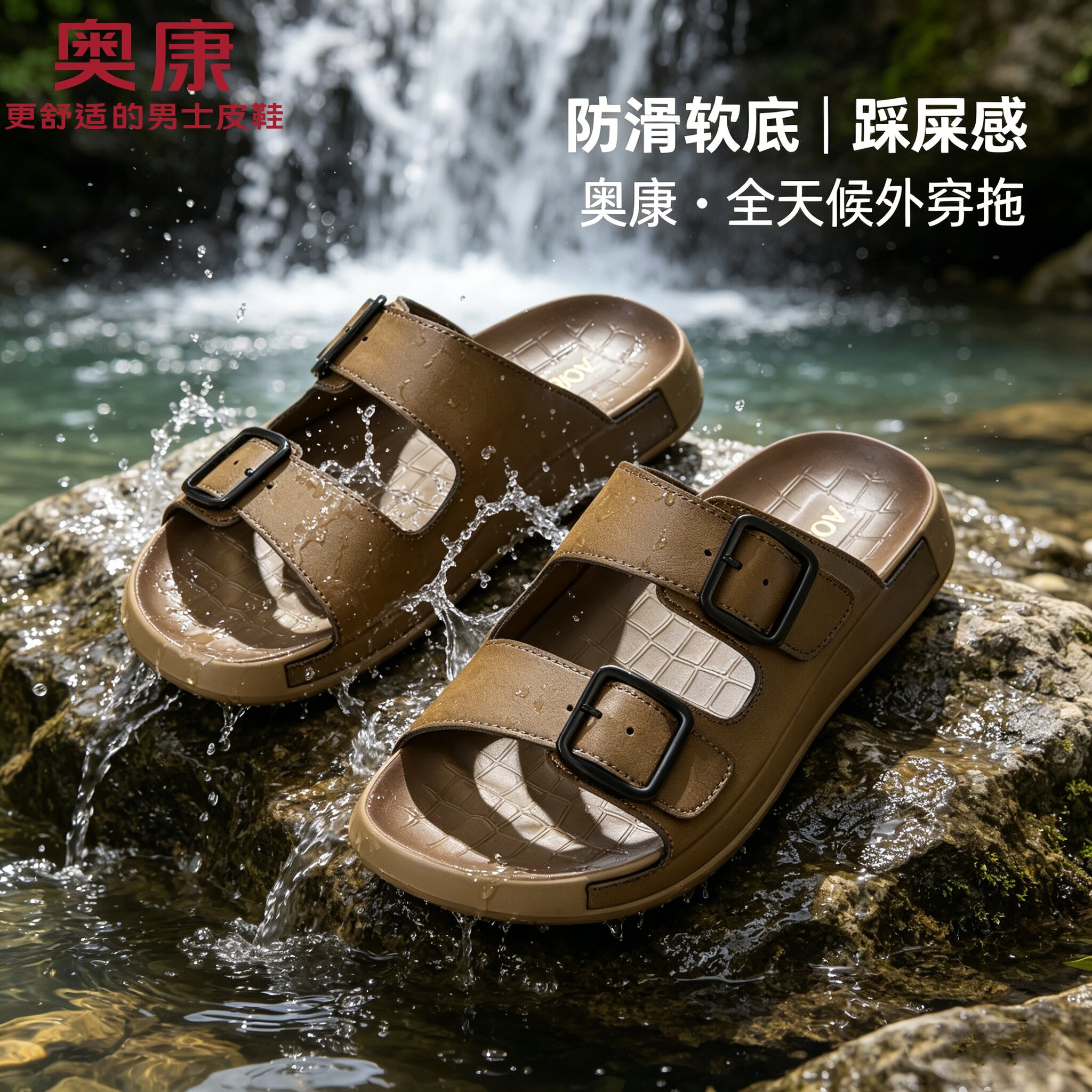 奥康拖鞋男士高端品牌户外2026新款防滑防臭软底踩屎感外穿凉鞋夏