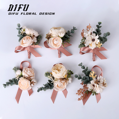 高级暖咖色婚礼胸花商务嘉宾襟花