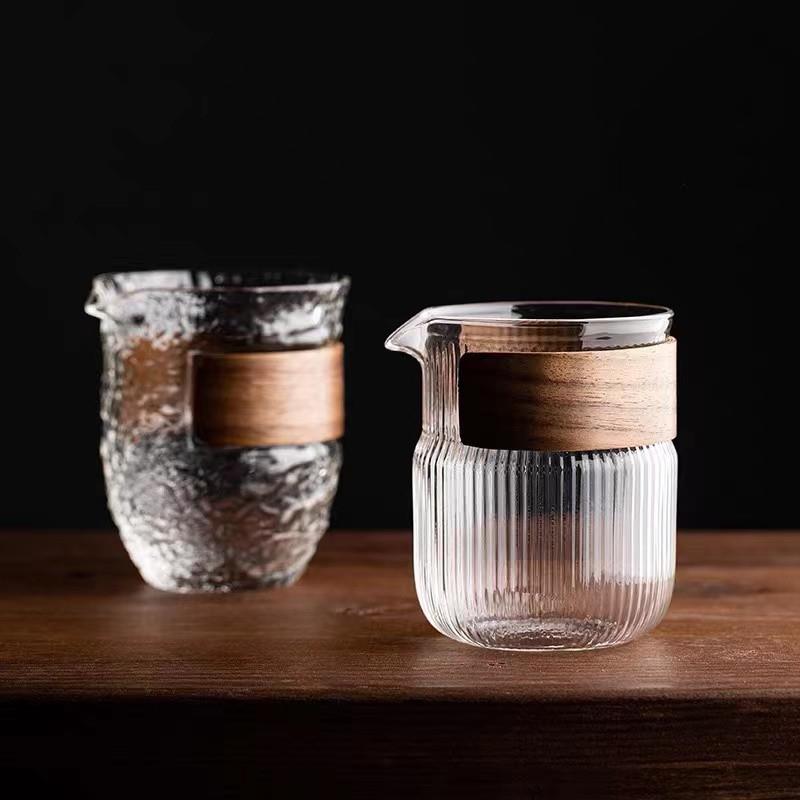 杯子防烫圈玻璃杯防烫套隔热套防滑水杯圈保护手持木制日式公道杯