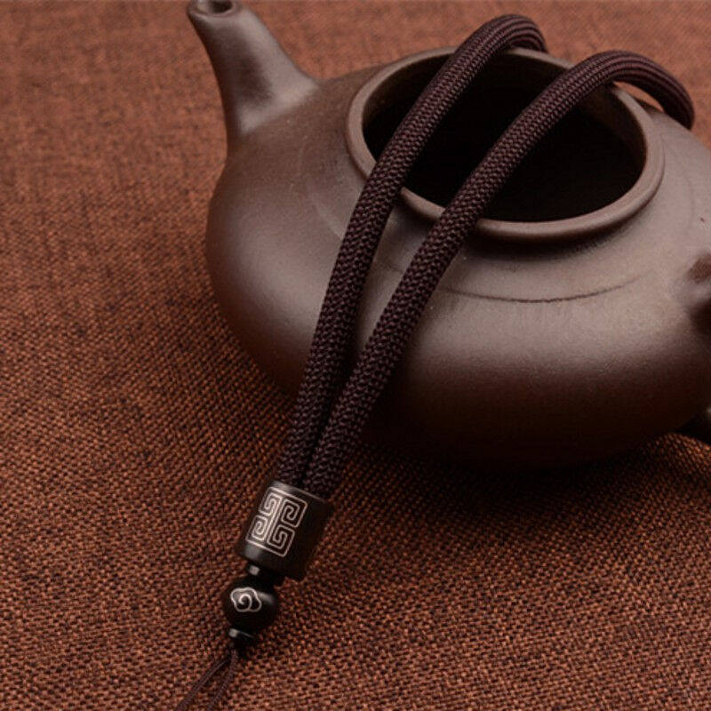 粗项链吊坠/手把件挂绳把玩绳檀木镶银丝手工编织挂件绳子男手把