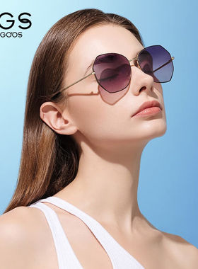 威古氏（VEGOOS）新款女士太阳镜偏光大框眼镜街拍圆脸遮阳镜墨镜