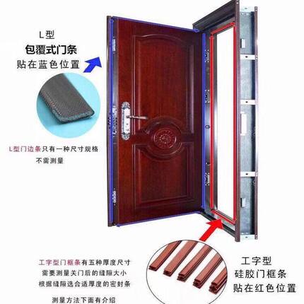 防盗门门缝密封条防风隔音自粘型进户门门框家用硅胶加厚防撞胶条
