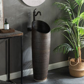 立柱台盆柱盆洗手池立柱式 洗脸盆户外洗手盆庭院立柱盆一体落地式