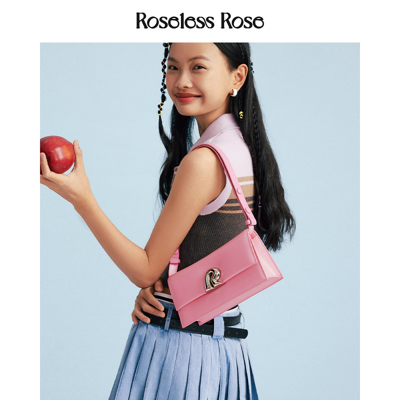 RoselessRose新款腋下包粉色法棍小众设计夏日手提包复古单肩手提,箱包皮具/热销女包/男包,腋下包,淘宝优惠券,粉丝福利购,淘宝优惠卷