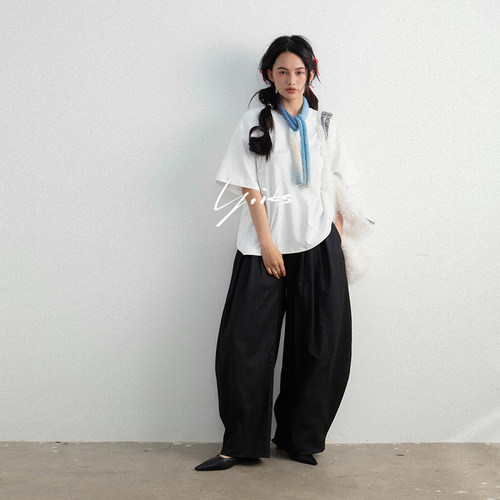 YIIKS|水柔空气感棉 舒适百搭宽松极简 oversized圆领短袖T恤男女
