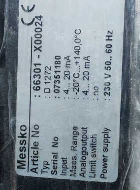 D 1272 MESSKO MR 66301-X00024 4-20ma -20.0-140.0·C温控