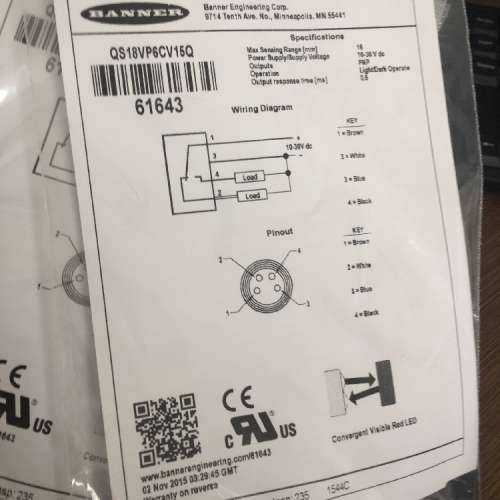 QS18VP6CV15Q 邦纳BANNER 光电传器 QS18VN6CV15Q  详
