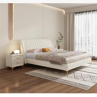 2022新款 轻奢奶油风女生主卧1.8m网红双人床现代简约实木高箱储物