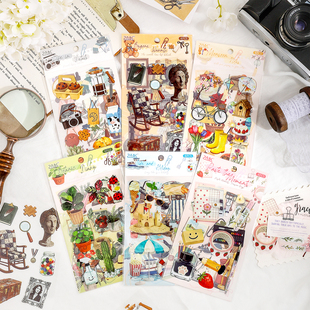 悦真纸间诗社复古文艺贴纸手账装饰贴画DIY素材包切膜手帐手抄报