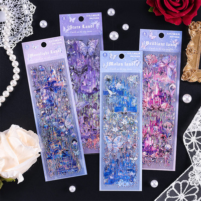6张入新品镭射烫金浮雕蝴蝶贴纸