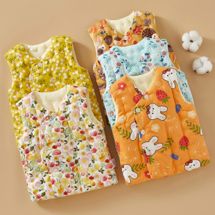 宝宝手工纯棉花马甲男童女童加厚保暖夹棉背心婴儿春秋冬坎肩马夹