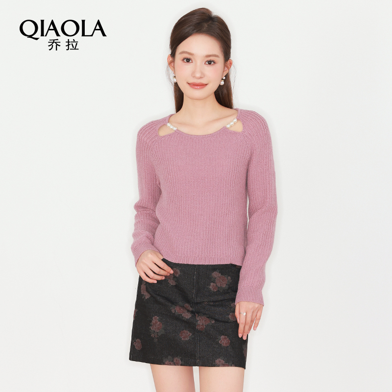 紫色毛衣裙子时尚套装女乔拉