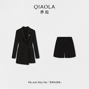 乔拉【魅影特工】英伦风黑色西装套装女高级感法式收腰小个子西服