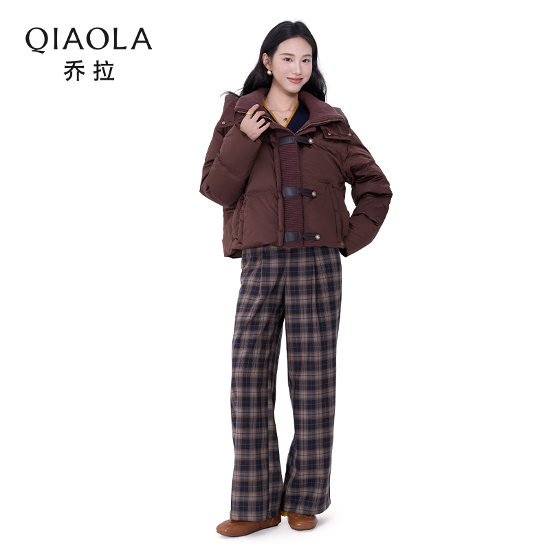 乔拉百搭咖色立领羽绒服外套女