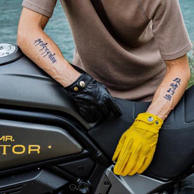 复古加绒手套机车骑行秋