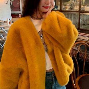 2025秋冬新款仿水貂毛皮草外套女宽松显瘦高级感加厚毛毛上衣爆款