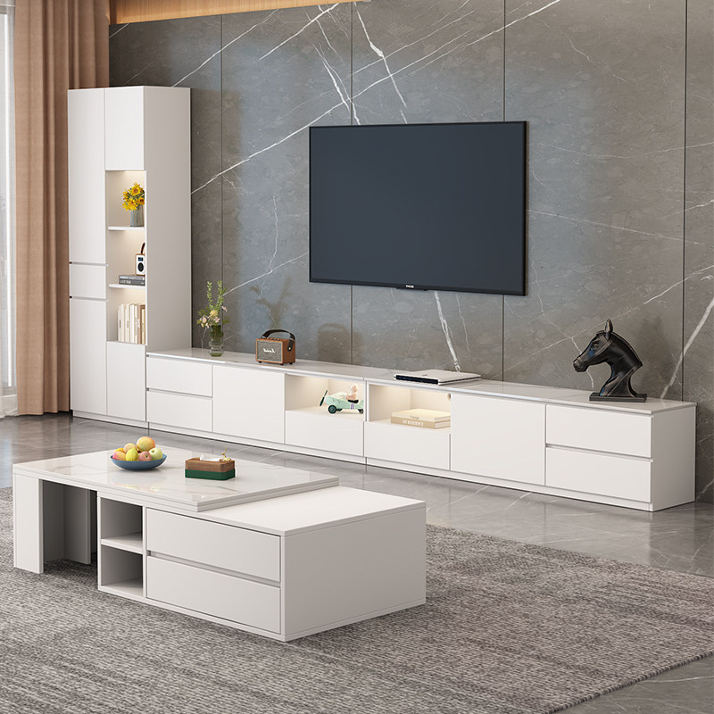 兔宝宝ENF岩板电视柜茶几组合小户型电视高柜边柜家用储物落地柜