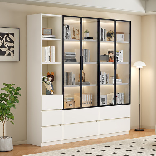 实木书柜一体整墙定制家用展示柜