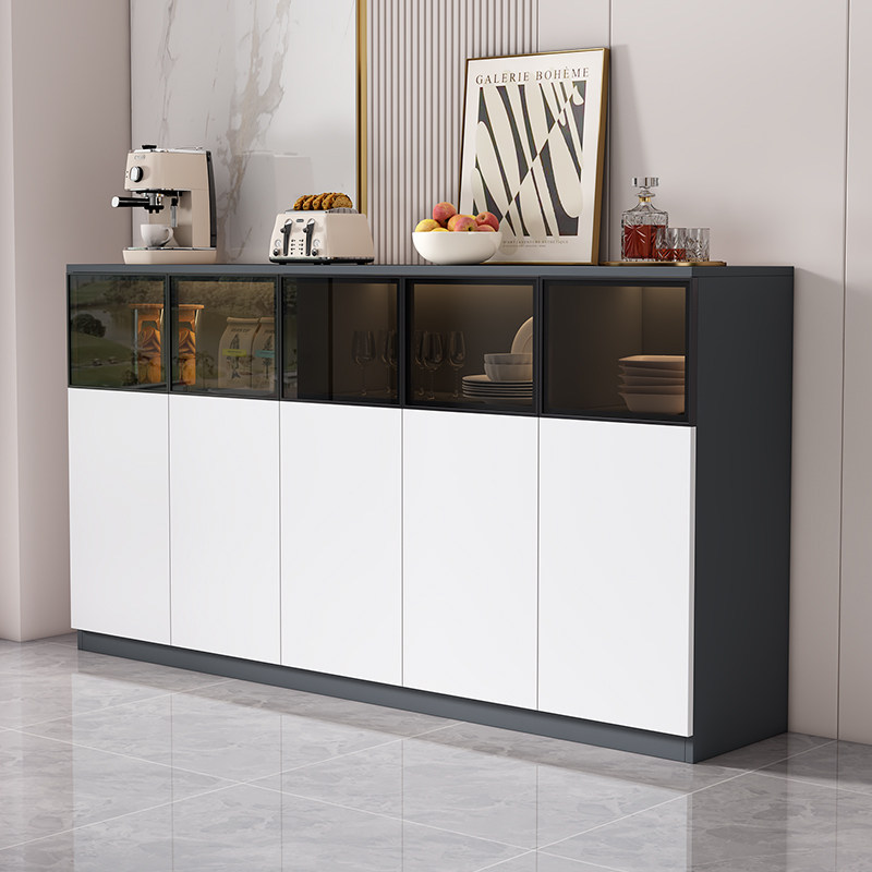 实木餐边柜靠墙一体客厅小立柜轻奢现代简约家用小型玻璃厨房橱柜