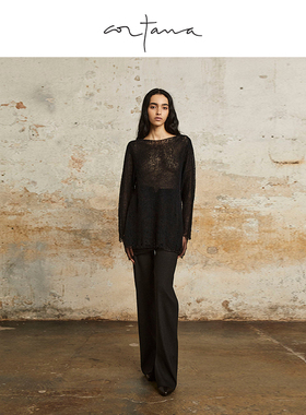 Cortana Bowie高腰裤简约黑色长款2024年新款