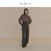 Cortana Dennis系列 深紫色苎麻超大号衬衫 25新女士长袖 衬衫