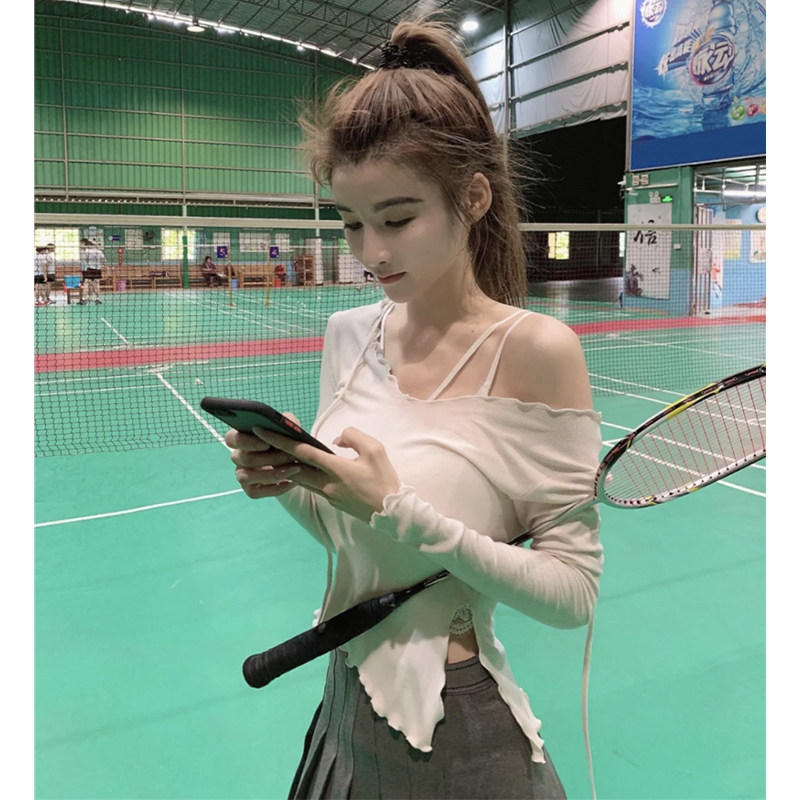 休闲运动长袖上衣女春秋季轻薄裸感修身性感瑜伽服跑步健身速干衣