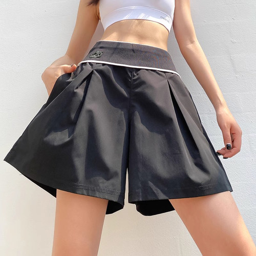 网红运动短裤女高腰假两件瑜伽裤