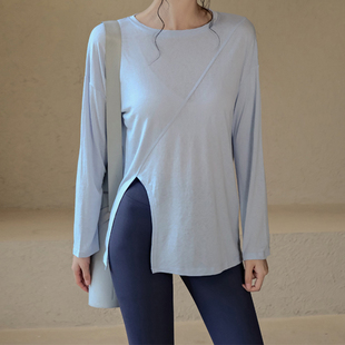 上衣女 休闲运动长袖 春秋装 普拉提晨跑健身衣宽松速干瑜伽T恤罩衫