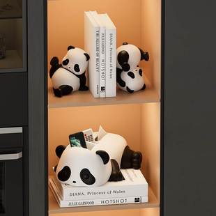 饰品礼物 现代简约熊猫书挡摆件家居玄关书架客厅酒柜办公室轻奢装
