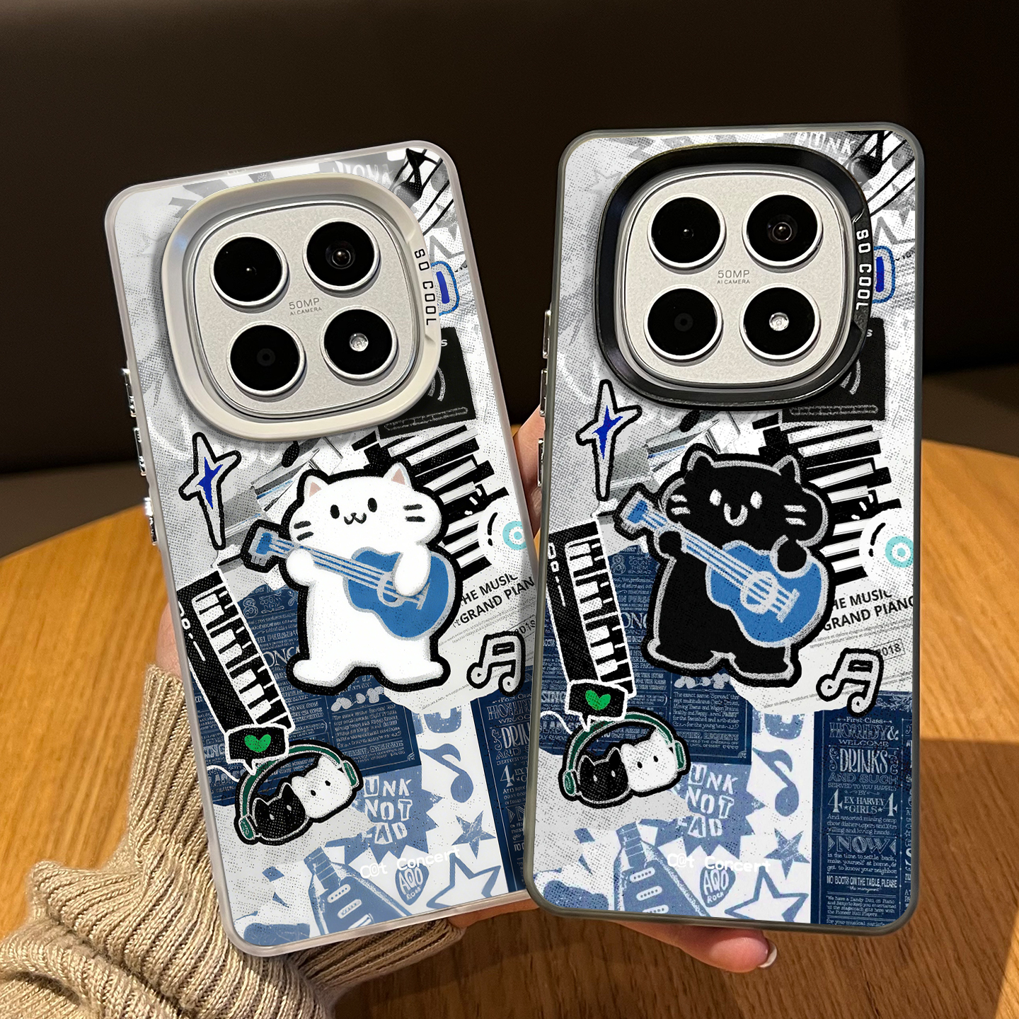 摇滚猫咪手机壳适用红米系列