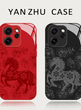 马年红色剪纸手机壳适用opporeno15pro国风14本命年13新款12新年11过年10限定rone9por创意8小众7高级感6套5