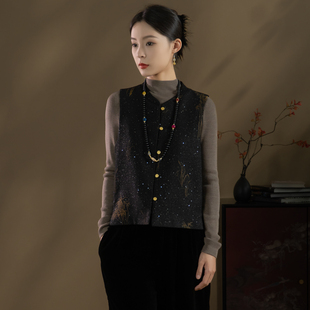 BX2032 上久楷带钢印桑蚕丝丝毛提花马甲BX2030 芬领 叙兰亭