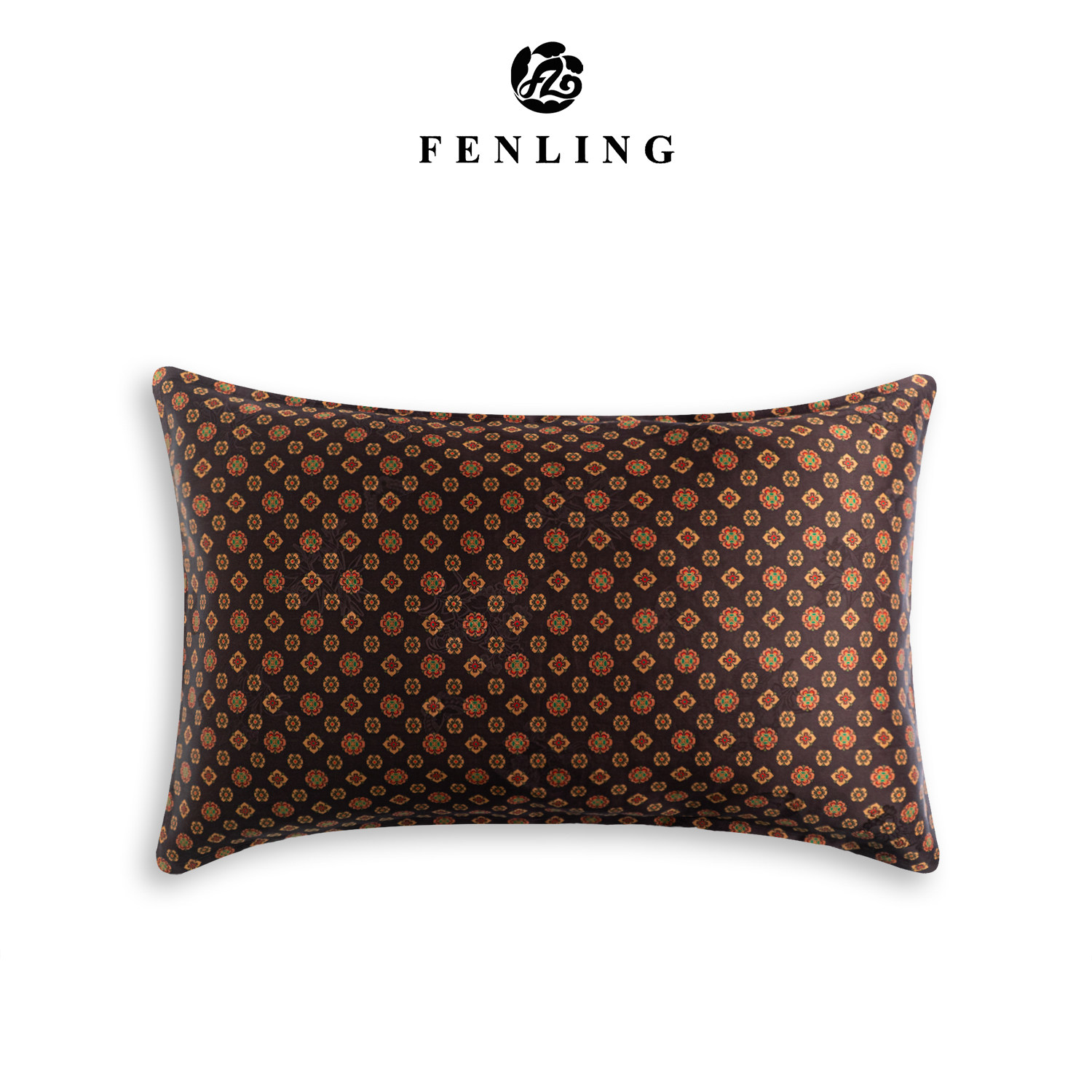 琵琶宝相花-新中式桑蚕丝香云纱46*70cm提花单面枕套C01-26-T603