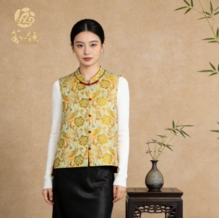 芬领-天鹅湖锦纹-非遗桑蚕丝宋锦（织金）提花马甲BX1531-BX1533